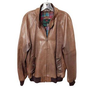 Abercrombie & Fitch Vintage 80s Leather Bomber Jacket Men’s Large Dark Camel